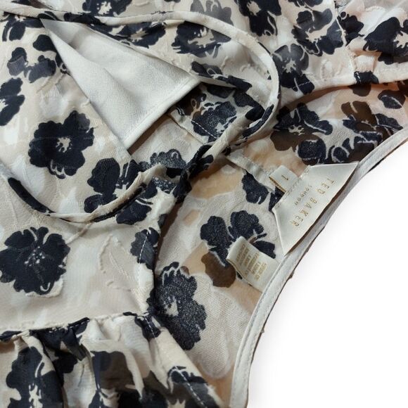 Ted Baker White Black Felici Dress Size 4 - Picture 6 of 16